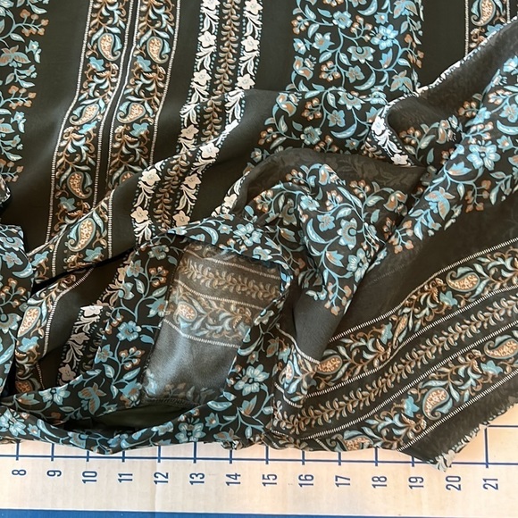 ANTHROPOLOGY SONIA TUNIC DRESS SZ XSP GREEN BLUE SHEER SLEEVES BOHO PEASANT - Picture 7 of 11